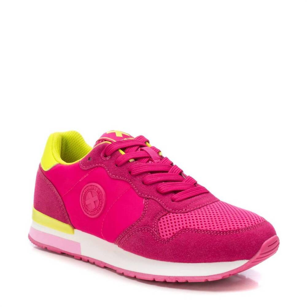 NEW XTI women's lace up fashion sneakers in fuschia
